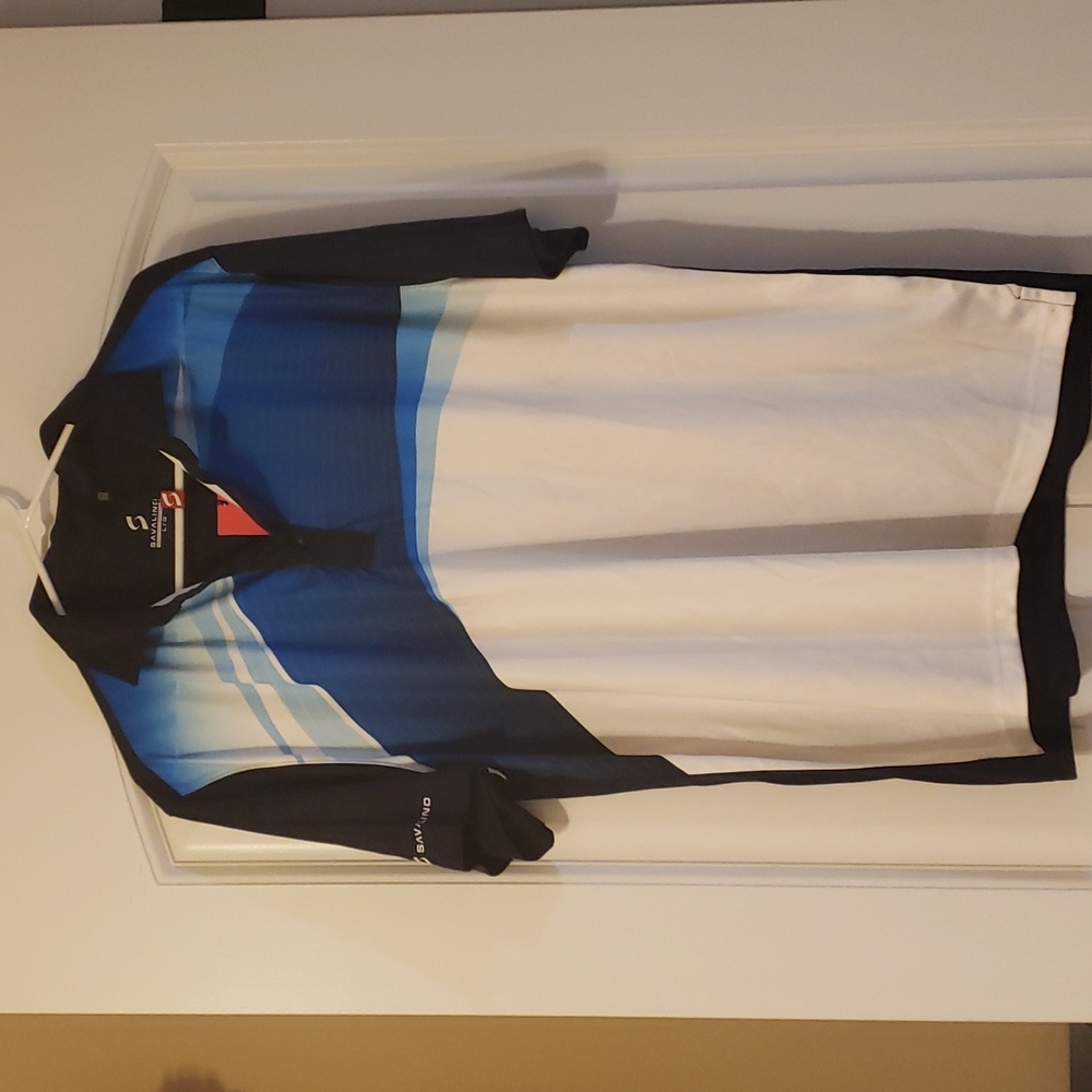 NWT, Savalino, Large, White and Blue Wicking Polo